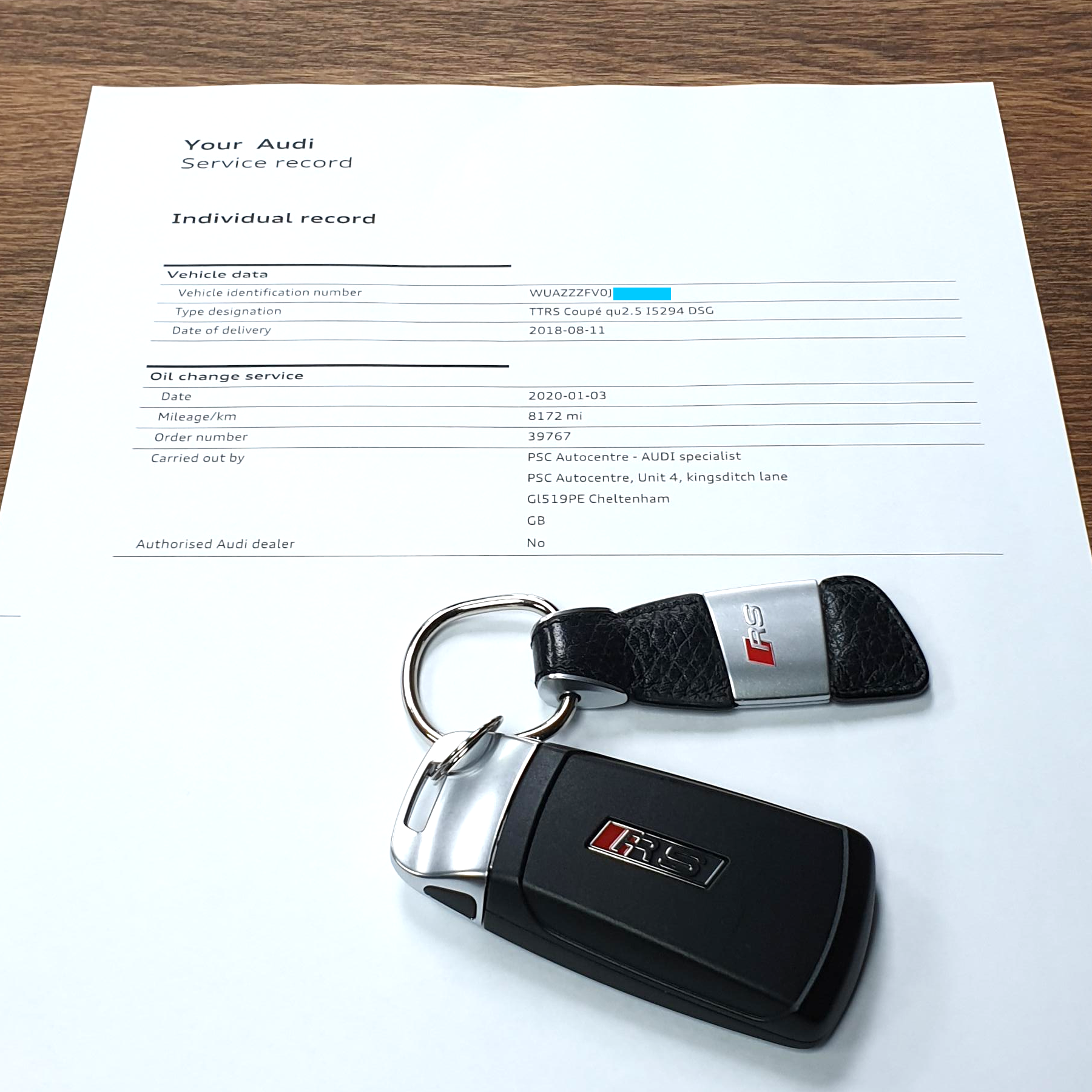 Audi TT RS 2.5 TFSi Servicing (2014-2023) - Choose Minor, Medium or Major