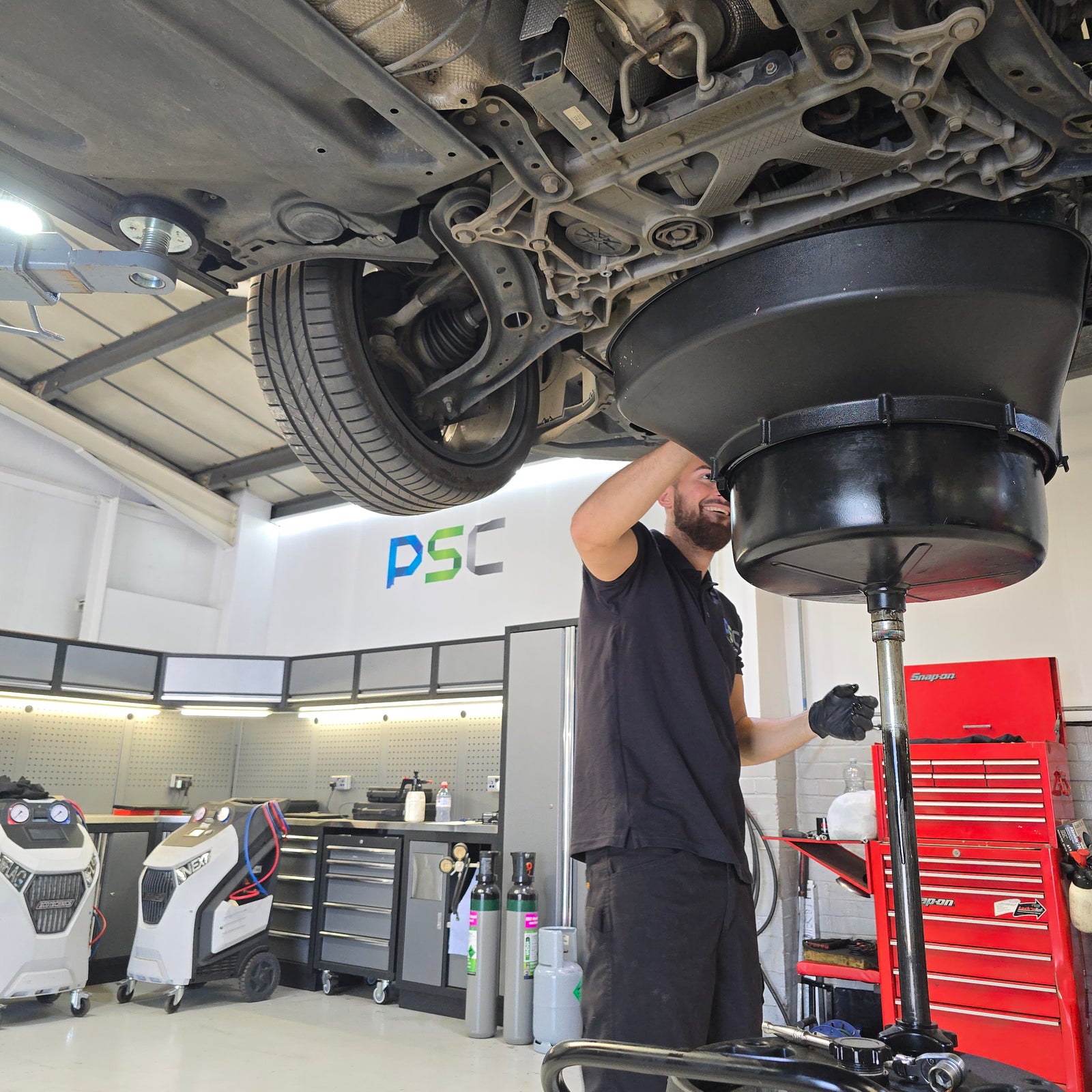 Volkswagen Golf GTE Minor Oil Service PSC Autocentre workshop in Cheltenham, a specialist German vehicle service centre.